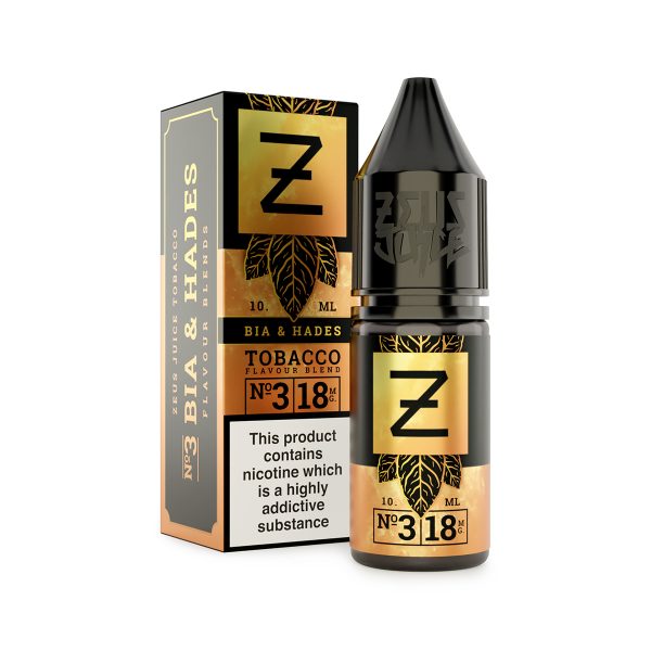 3 bia and hades zeus tobacco 18mg 10ml freebase white