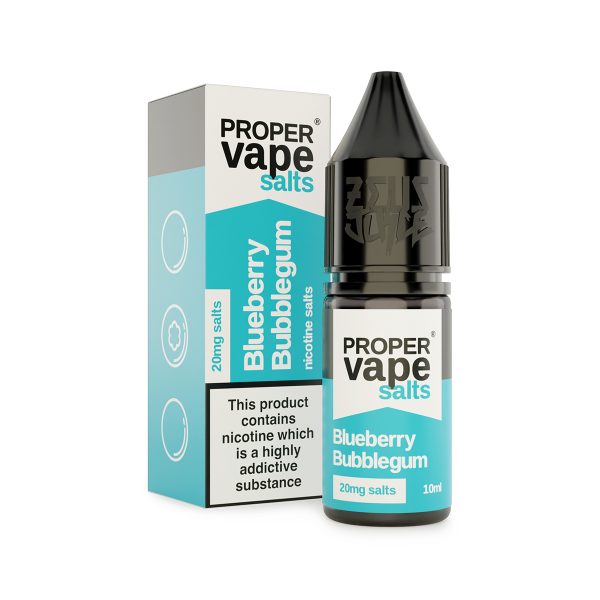 blueberry bubblegum proper vape 20mg 10ml nicotine salts white