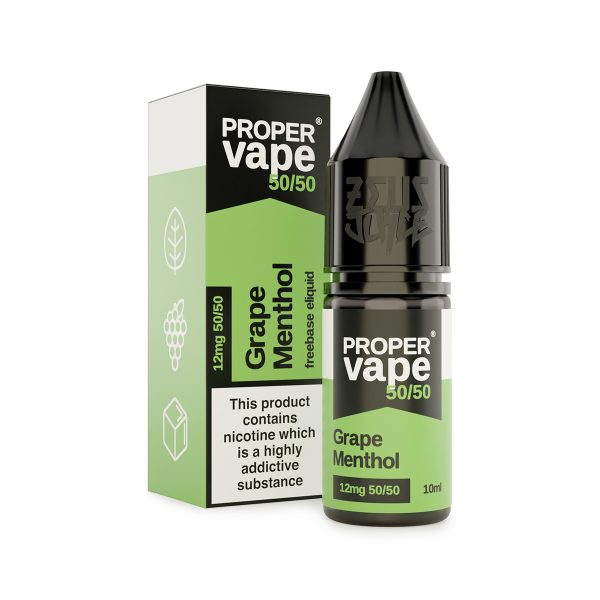 grape menthol proper vape 50 50 12mg 10ml freebase white