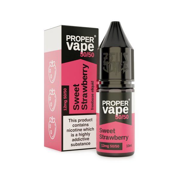 sweet strawberry proper vape 50 50 12mg 10ml freebase white